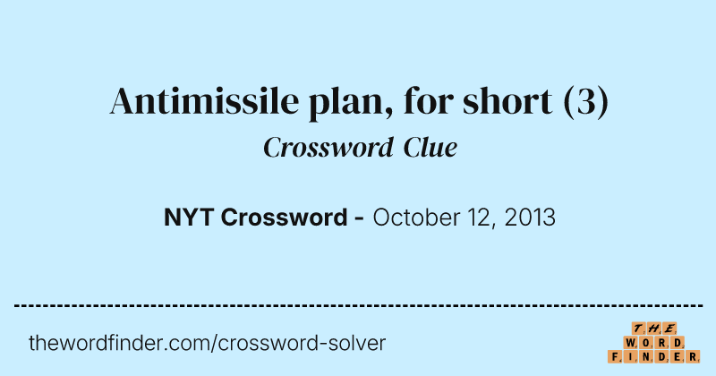 Antimissile plan, for short crossword clue image