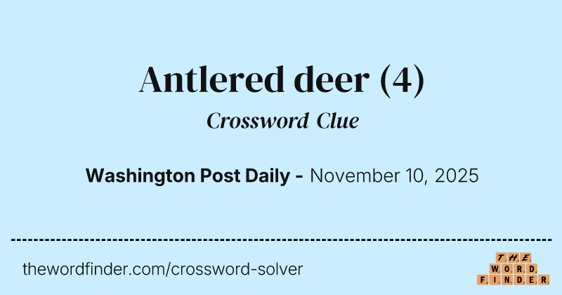 Antlered deer crossword clue image