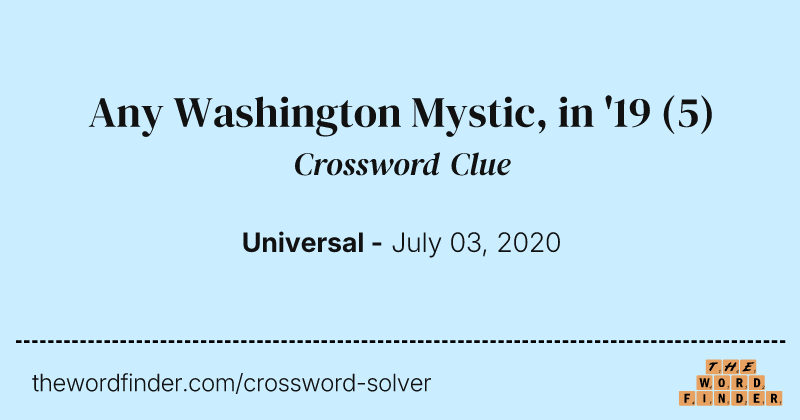 Any Washington Mystic, in '19 crossword clue image