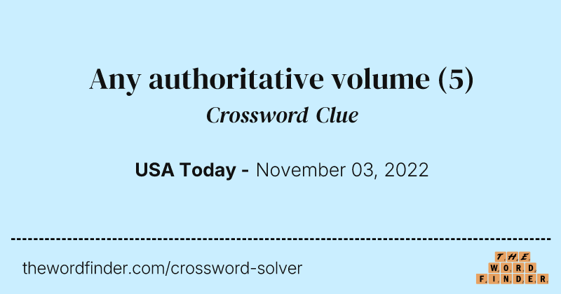 Any authoritative volume crossword clue image