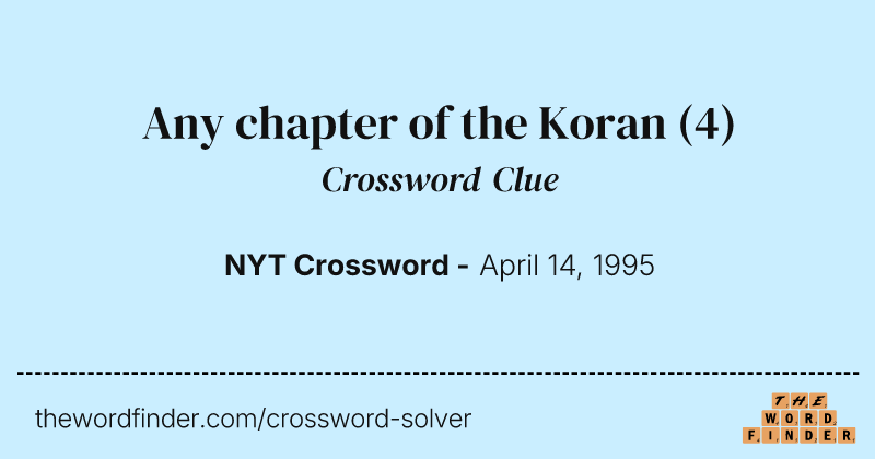 Any chapter of the Koran crossword clue image