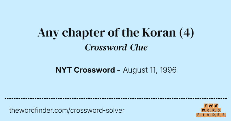 Any chapter of the Koran crossword clue image