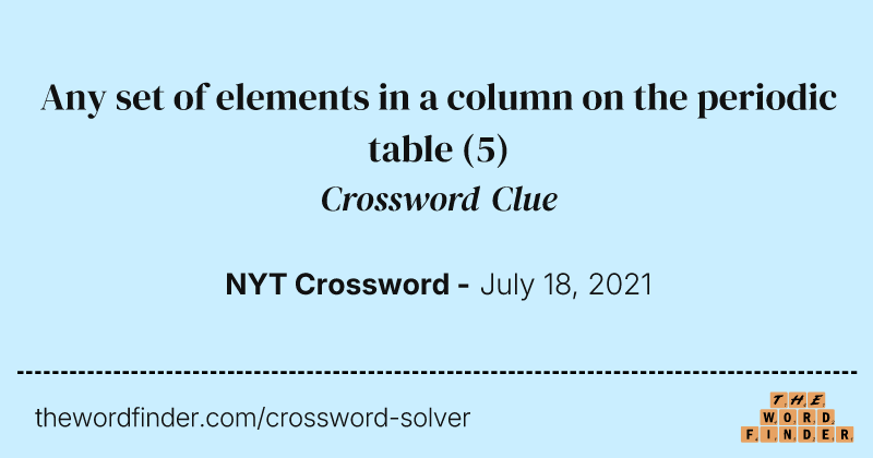 Any set of elements in a column on the periodic table crossword clue image