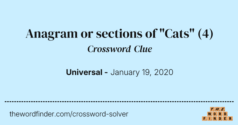 Anagram or sections of "Cats" crossword clue image