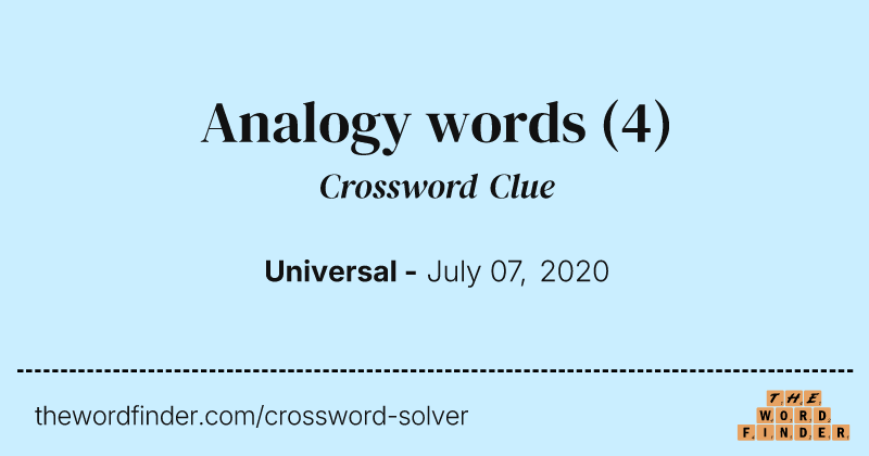 Analogy words crossword clue image
