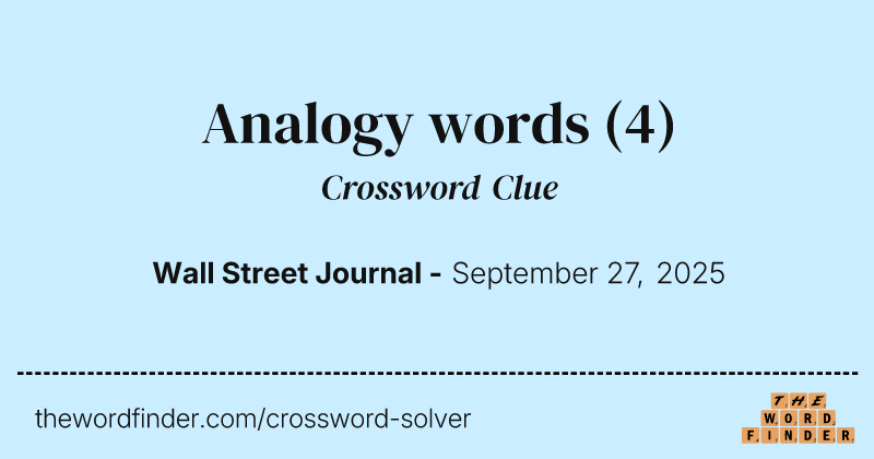 Analogy words crossword clue image