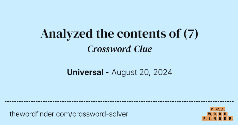 Analyzed the contents of crossword clue image