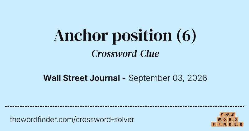 Anchor position crossword clue image