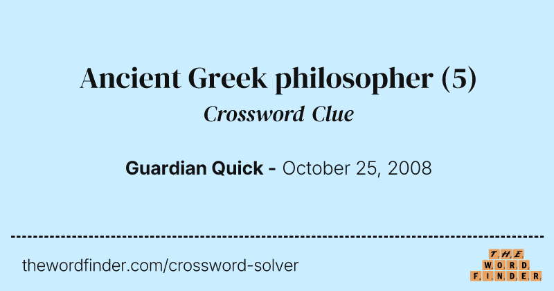 Ancient Greek philosopher crossword clue image