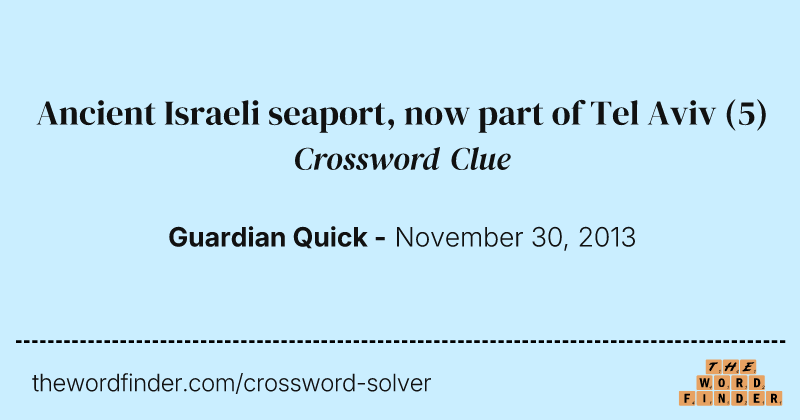 Ancient Israeli seaport, now part of Tel Aviv crossword clue image