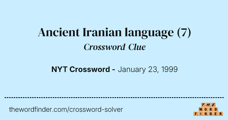 Ancient Iranian language crossword clue image