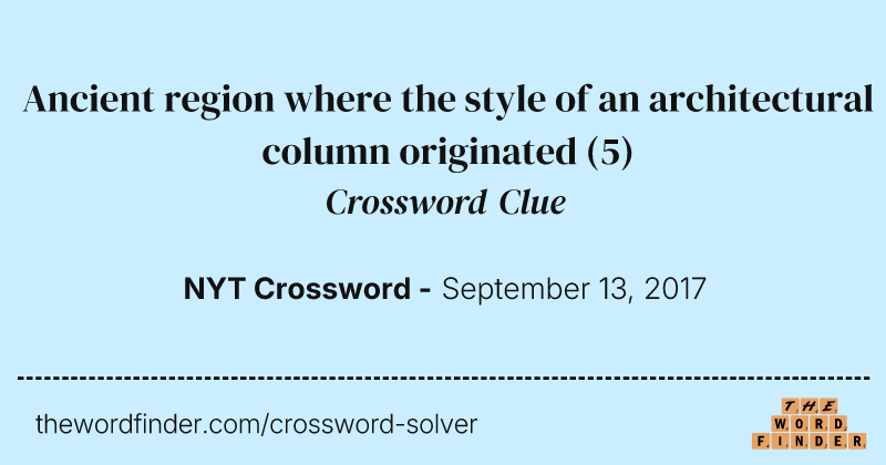 Ancient region where the style of an architectural column originated crossword clue image