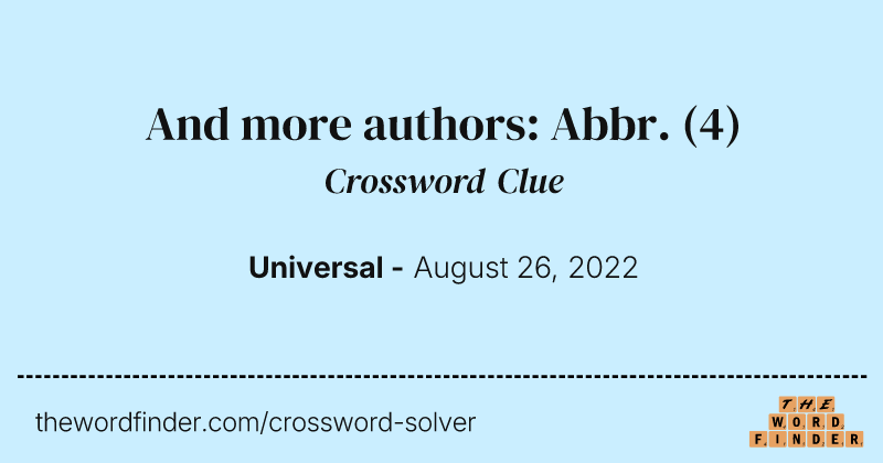 And more authors: Abbr. crossword clue image