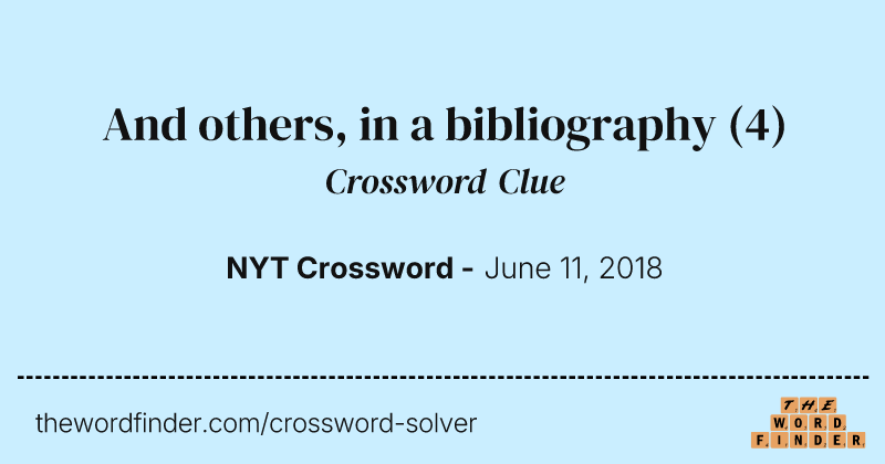 And others, in a bibliography crossword clue image