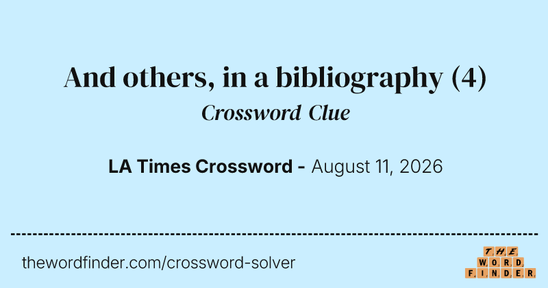 And others, in a bibliography crossword clue image