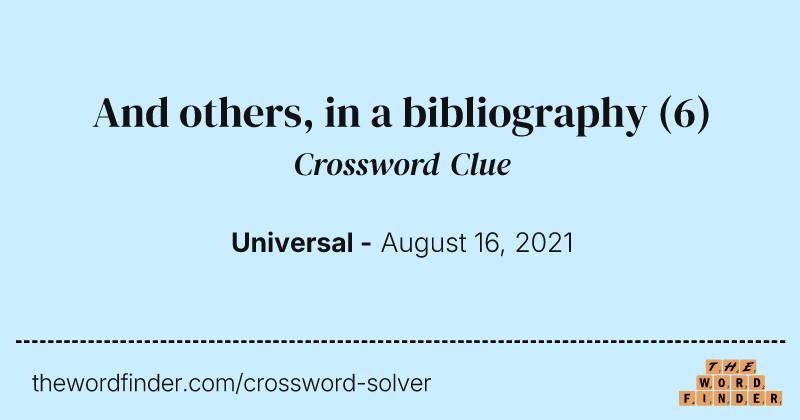 And others, in a bibliography crossword clue image