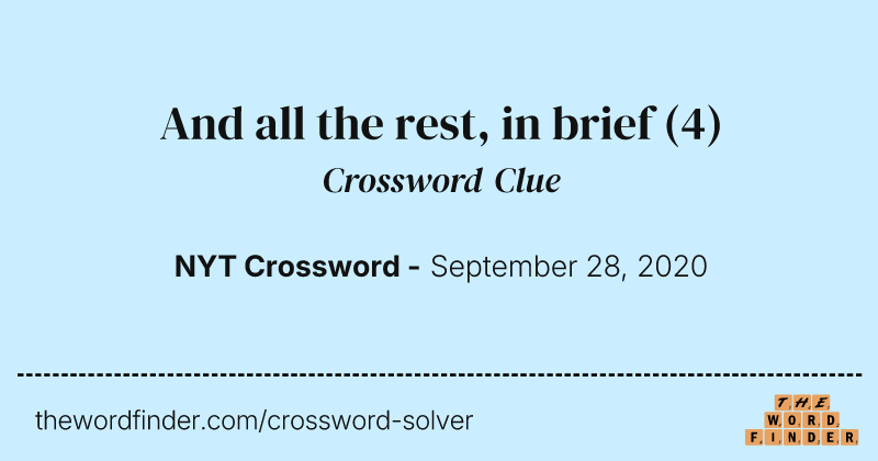 And all the rest, in brief crossword clue image