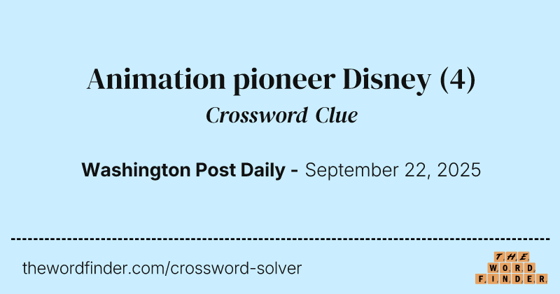 Animation pioneer Disney crossword clue image