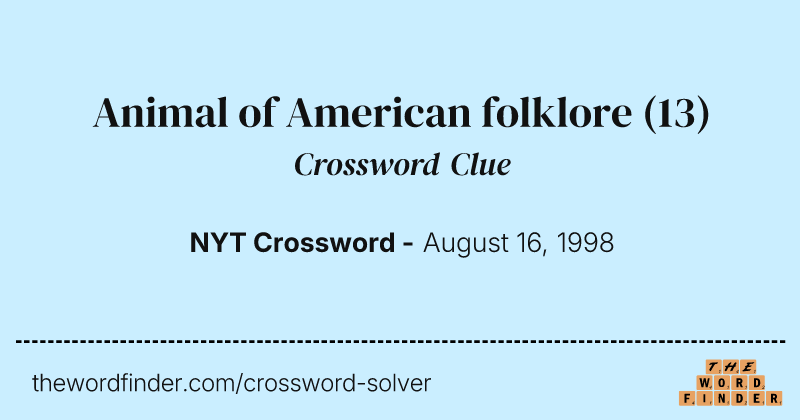 Animal of American folklore crossword clue image