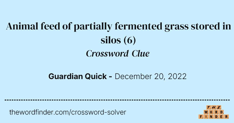 Animal feed of partially fermented grass stored in silos crossword clue image