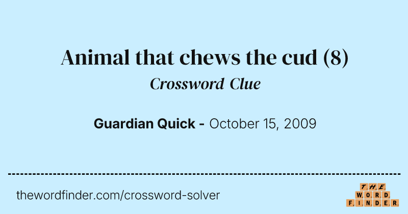 Animal that chews the cud crossword clue image
