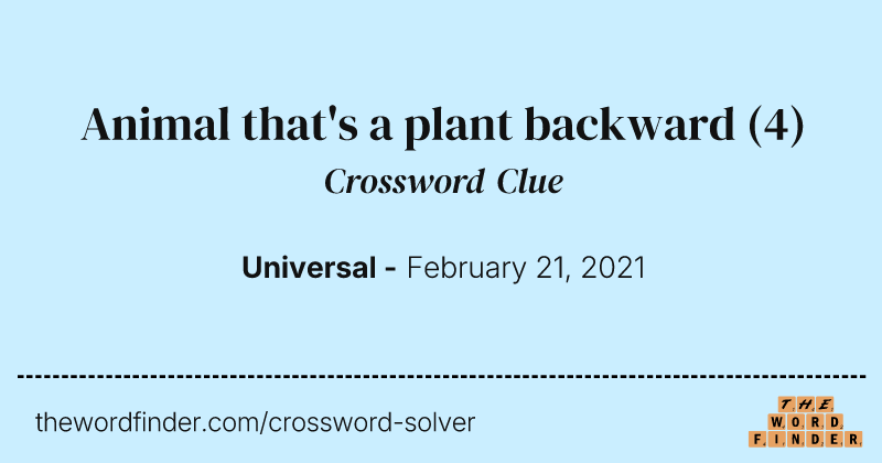 Animal that's a plant backward crossword clue image