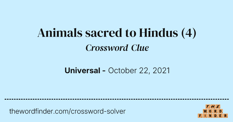 Animals sacred to Hindus crossword clue image