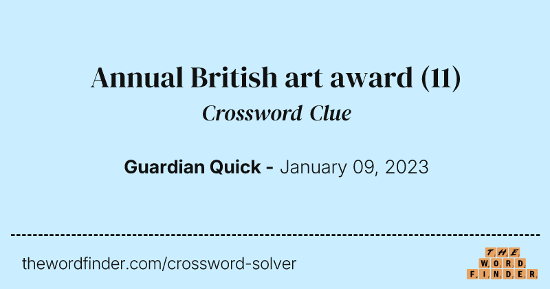Annual British art award crossword clue image