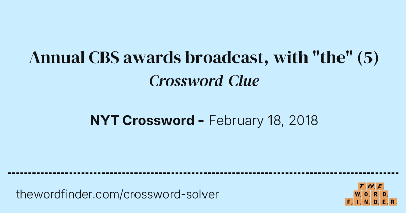 Annual CBS awards broadcast, with "the" crossword clue image