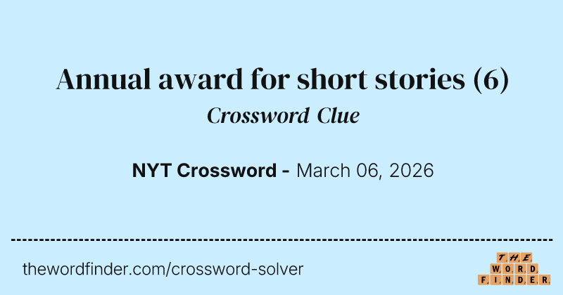 Annual award for short stories crossword clue image