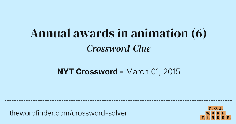 Annual awards in animation crossword clue image