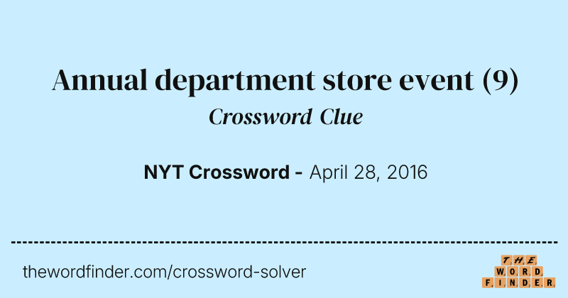 Annual department store event crossword clue image