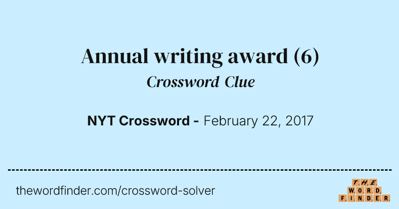 Annual writing award crossword clue image