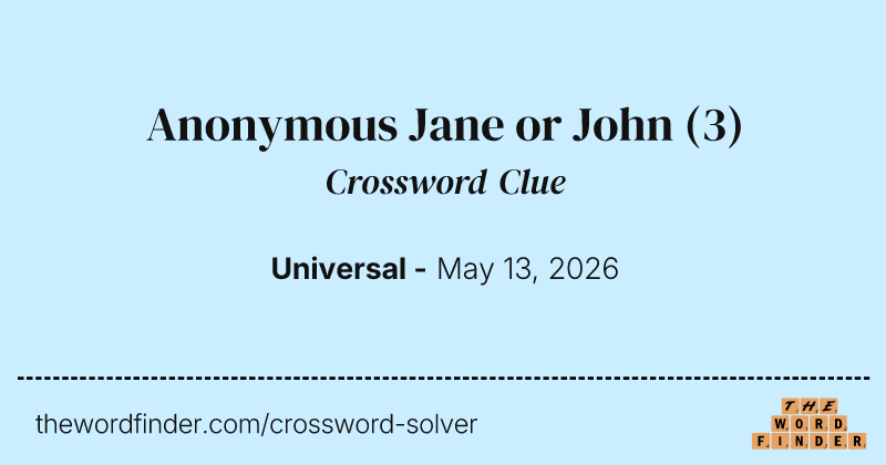 Anonymous Jane or John crossword clue image
