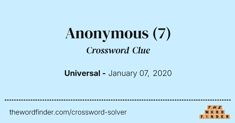 Anonymous crossword clue image