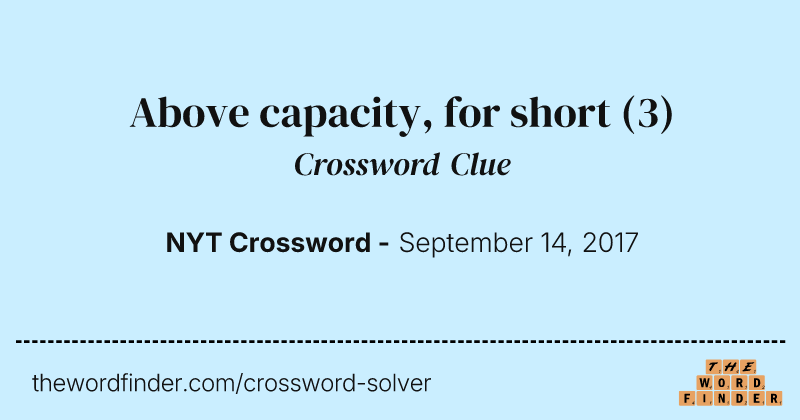 Above capacity, for short crossword clue image