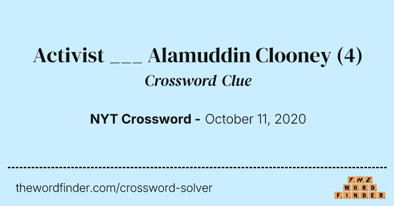 Activist ___ Alamuddin Clooney crossword clue image