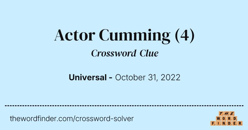 Actor Cumming crossword clue image