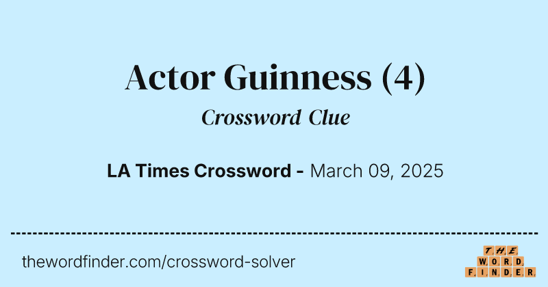 Actor Guinness crossword clue image