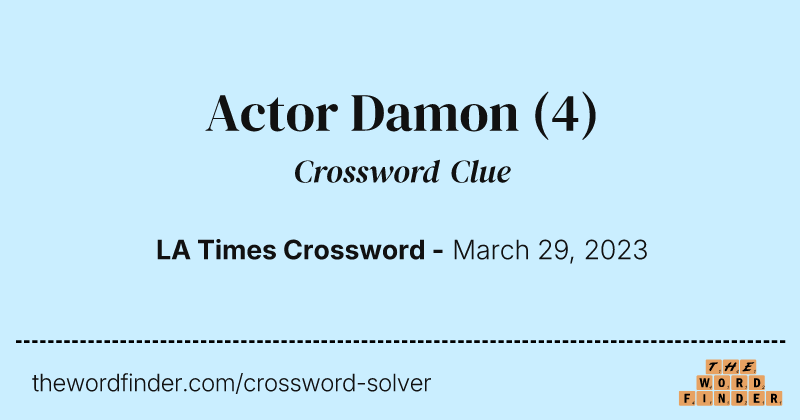 Actor Damon crossword clue image