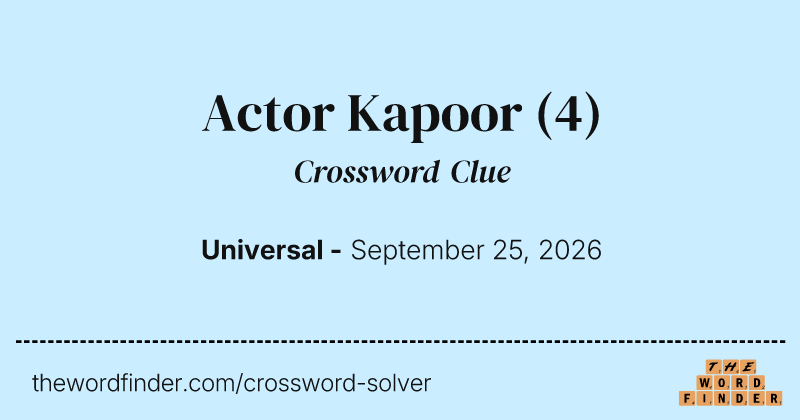Actor Kapoor crossword clue image