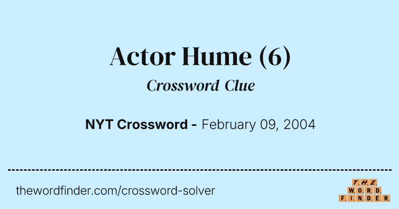 Actor Hume crossword clue image