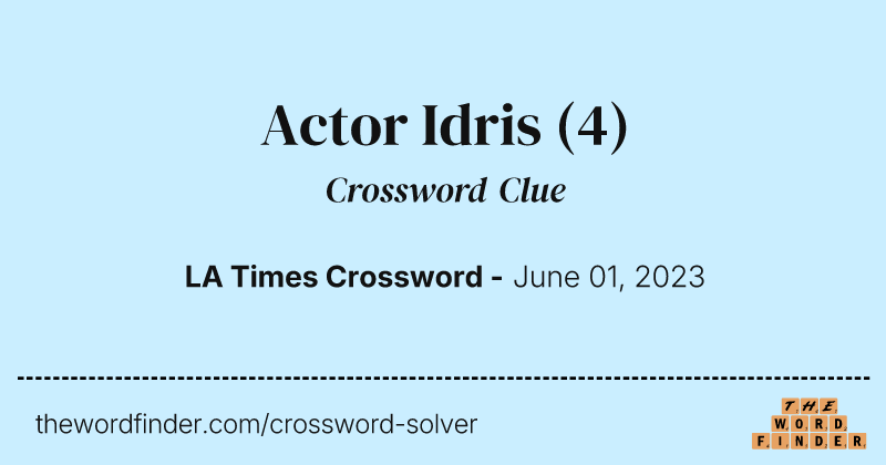 Actor Idris crossword clue image