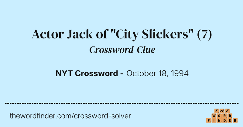 Actor Jack of "City Slickers" crossword clue image