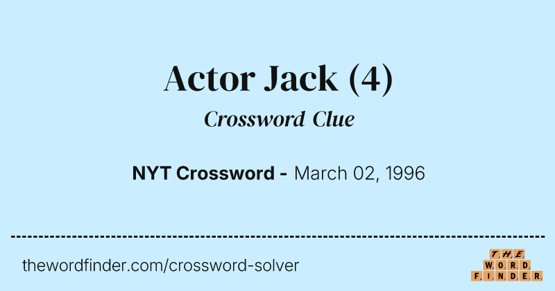 Actor Jack crossword clue image