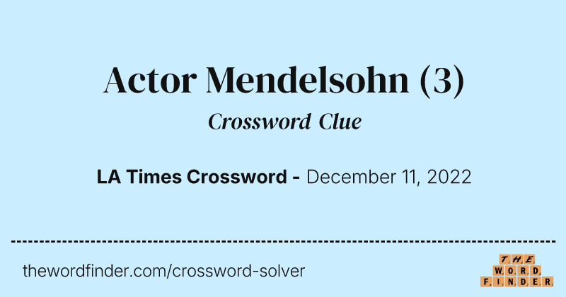Actor Mendelsohn crossword clue image