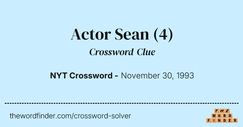 Actor Sean crossword clue image