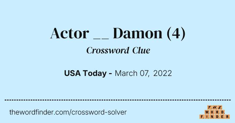 Actor __ Damon crossword clue image