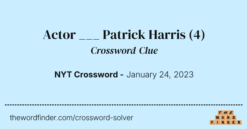 Actor ___ Patrick Harris crossword clue image