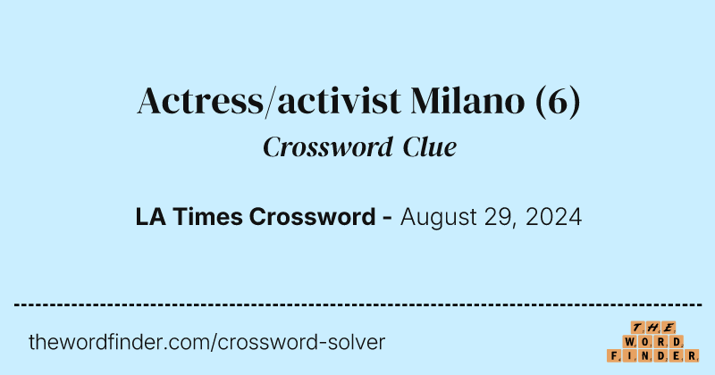 Actress/activist Milano crossword clue image